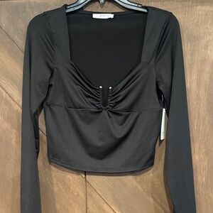 Gaze Black Long Sleeve Blouse
